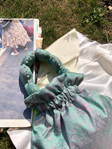 Pale Green Silk Scallop Handle Bag