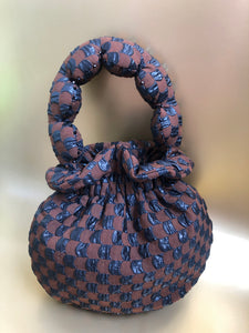 SAMPLE - Brown Checkerboard Scallop Handle Bag