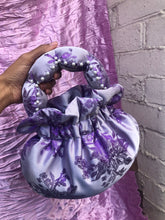 Load image into Gallery viewer, Mini Lilac Floral Brocade Scallop Handle Bag
